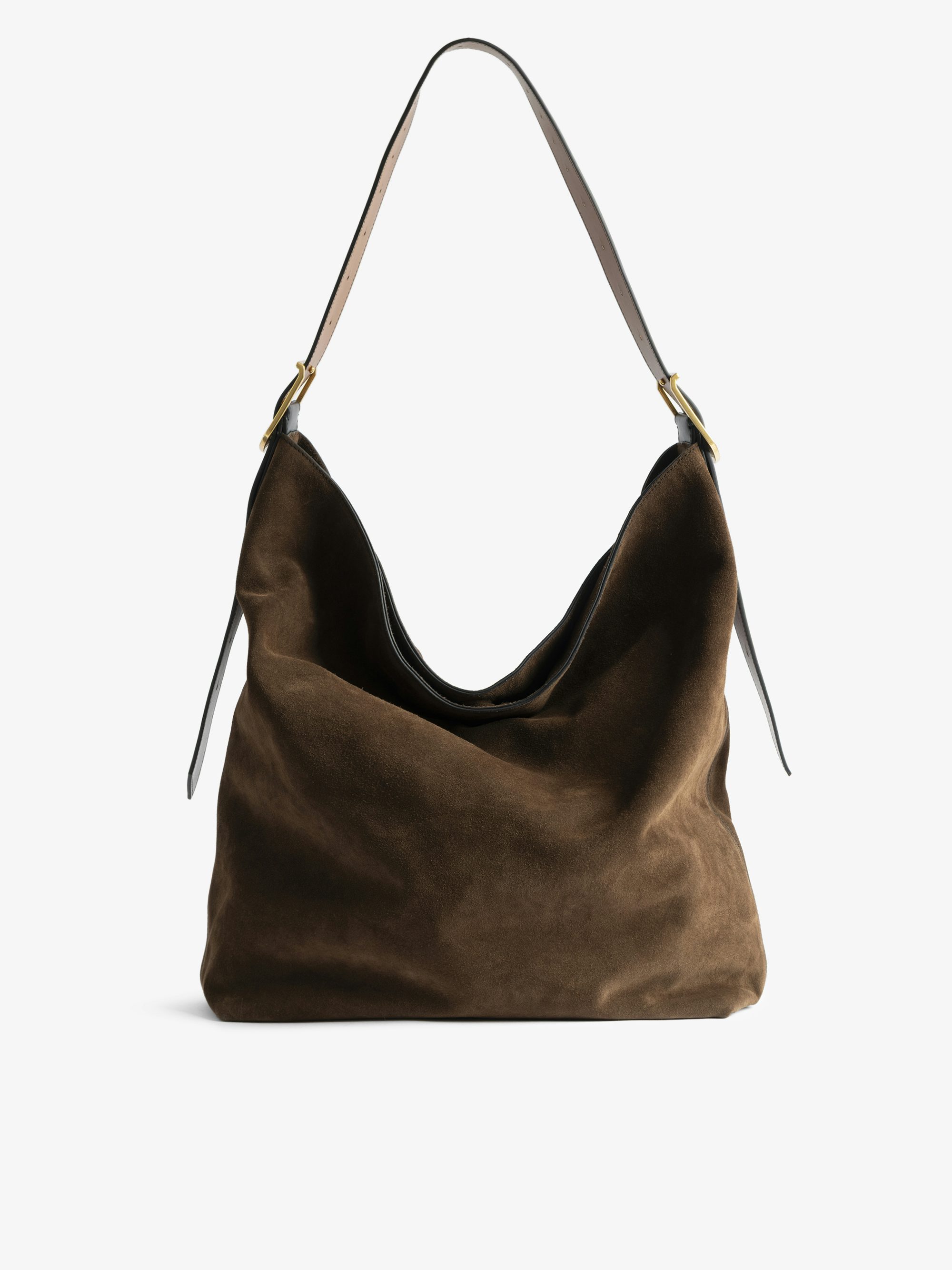 Jane Hobo XL Suede Bag - Hobo bag in suede leather with adjustable handle and embossed wings signature.